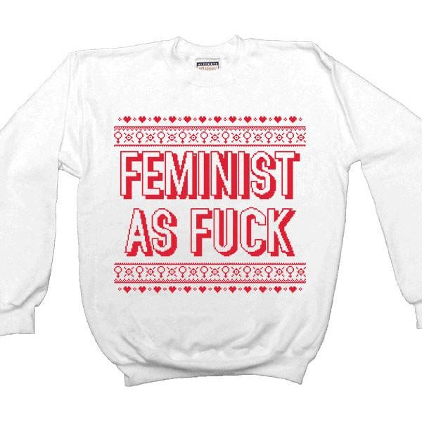 Feminist As Fuck Cross-Stitch -- Women's Sweatshirt - Feminist Apparel - 1