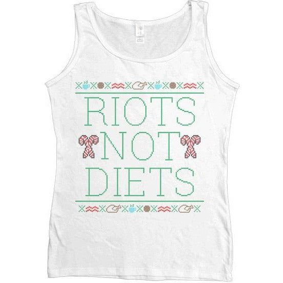 Riots Not Diets Cross-Stitch -- Women's Tanktop - Feminist Apparel - 1
