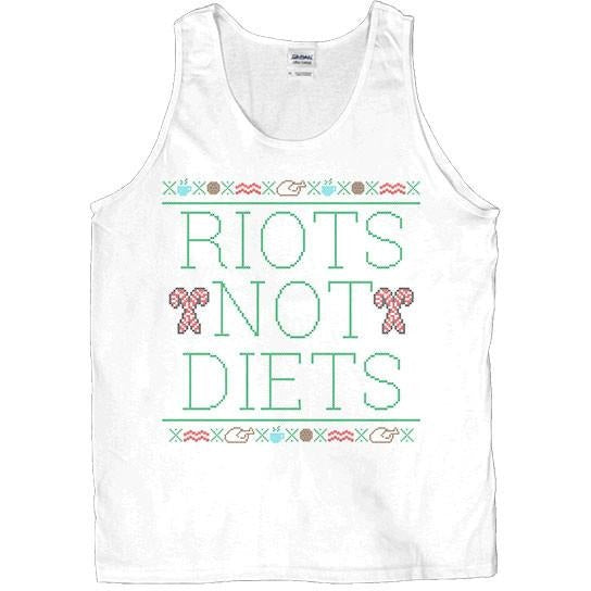 Riots Not Diets Cross-Stitch -- Unisex Tanktop - Feminist Apparel - 1