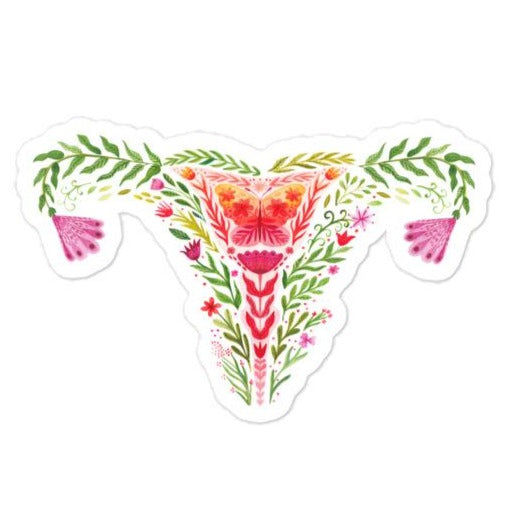 Uterus Watercolor Flowers -- Sticker
