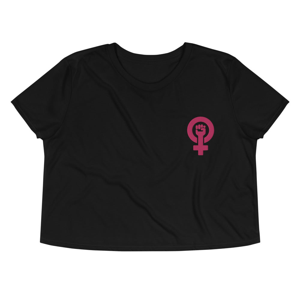 Feminist Fist -- Embroidered Crop Top