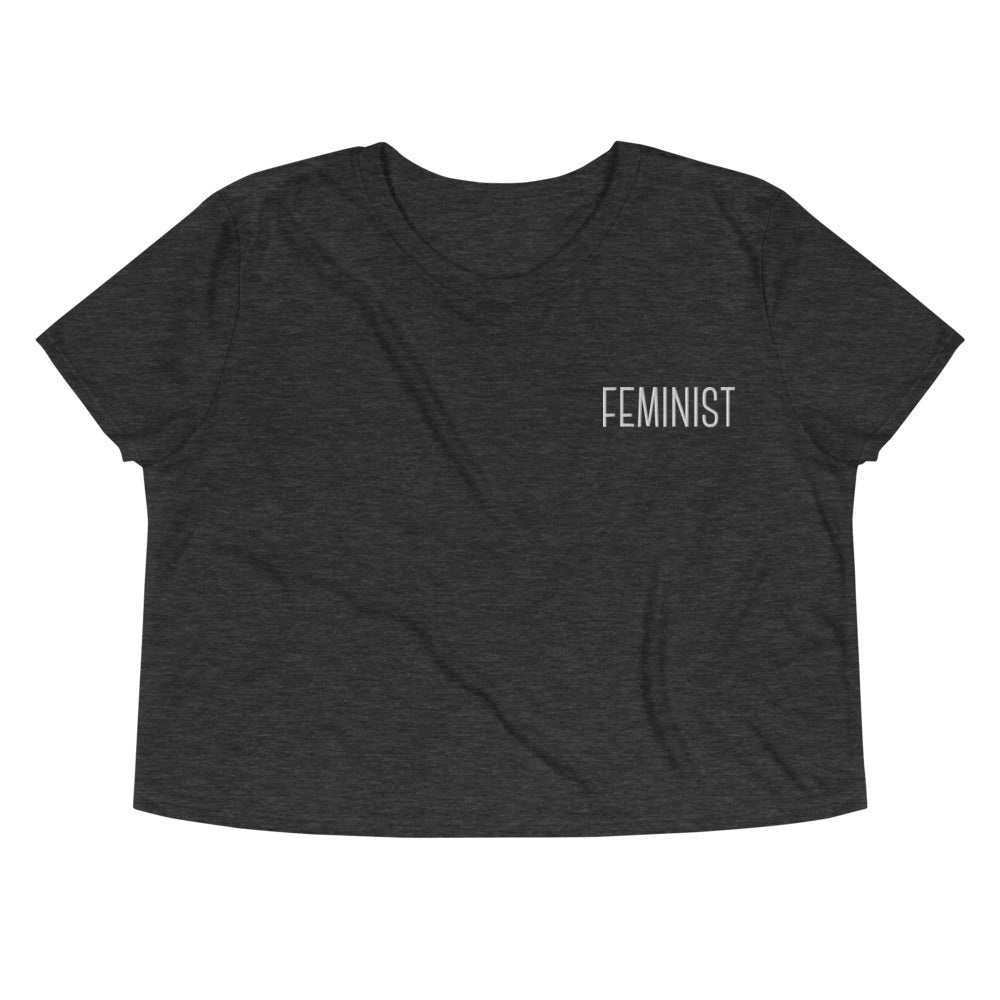 Feminist -- Embroidered Crop Top