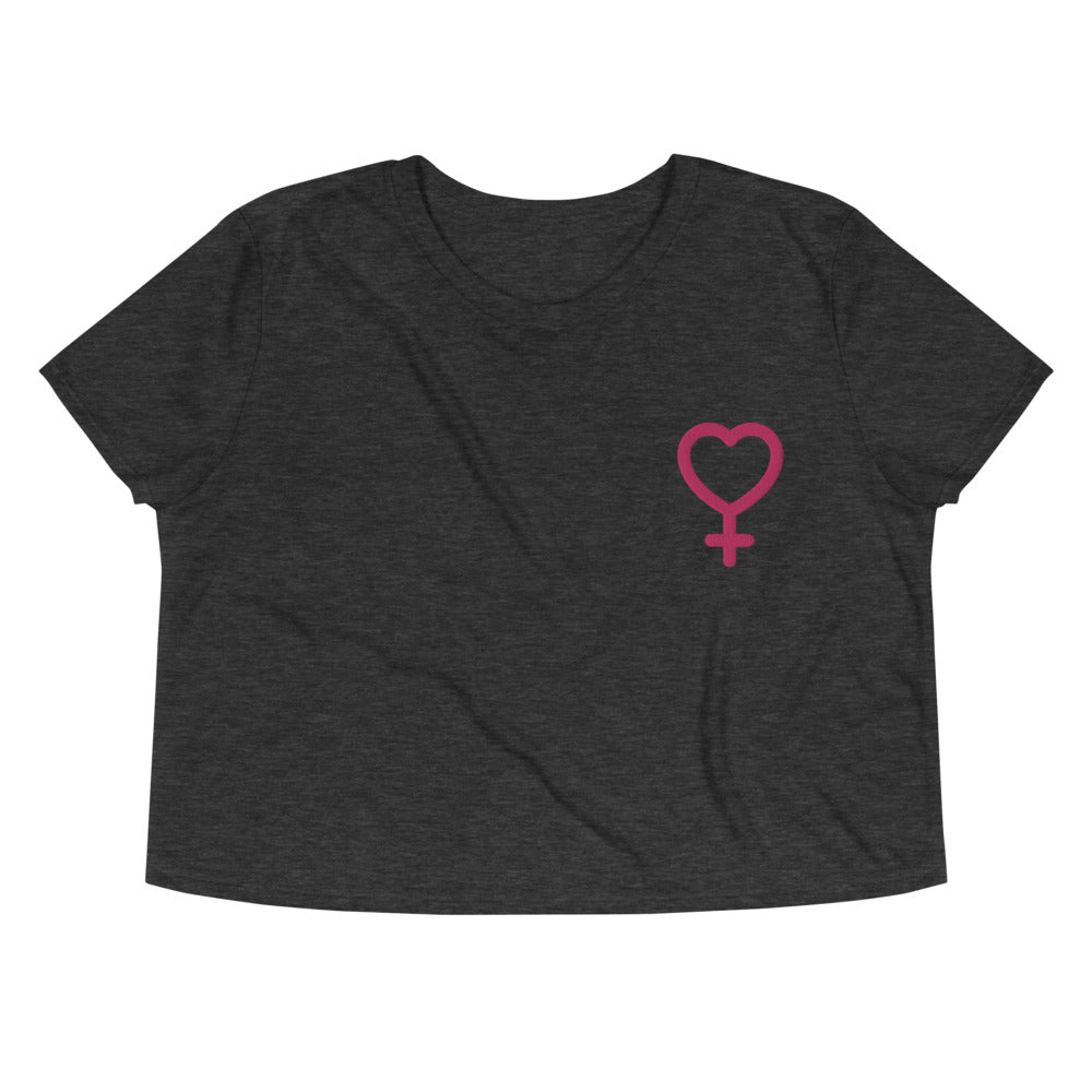 Female Heart -- Embroidered Crop Top