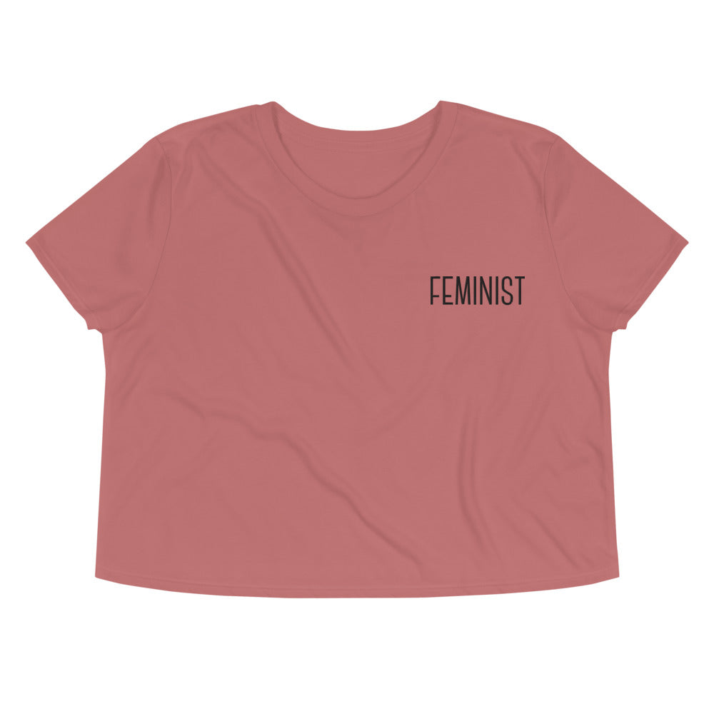 Feminist -- Embroidered Crop Top