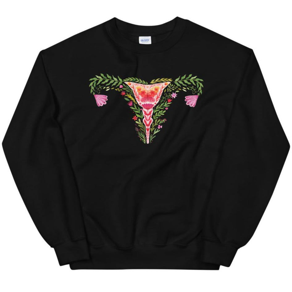 Uterus Watercolor Flowers -- Sweatshirt