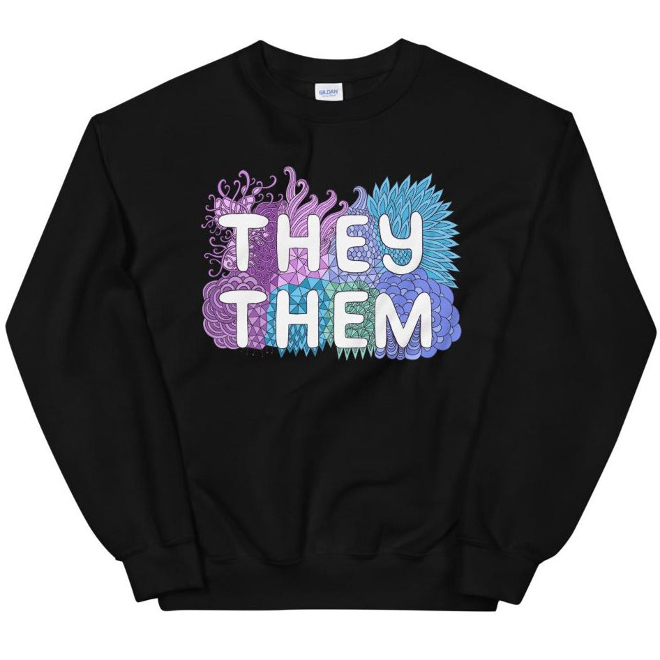 They/Them Pronouns Pastel Doodles -- Sweatshirt