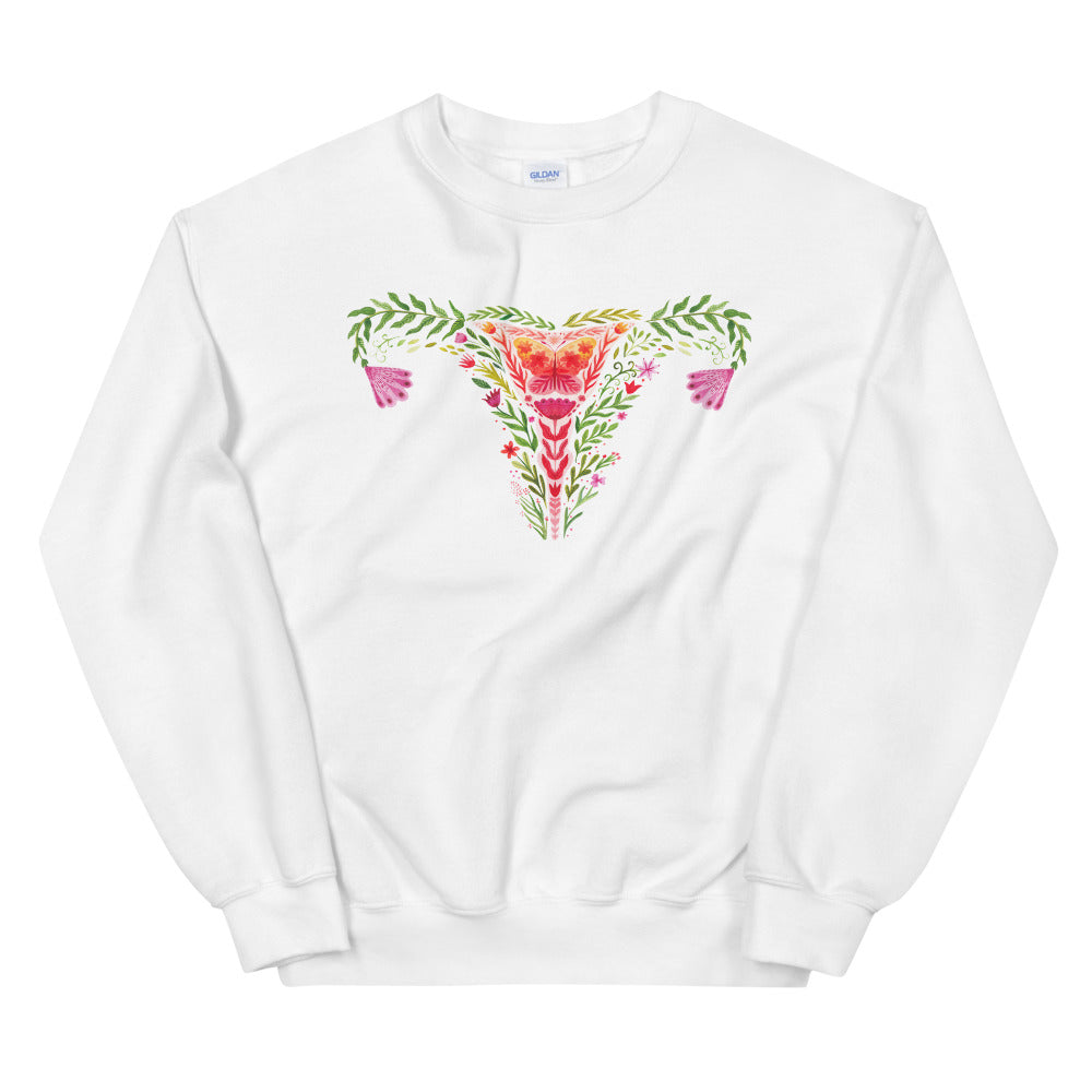 Uterus Watercolor Flowers -- Sweatshirt