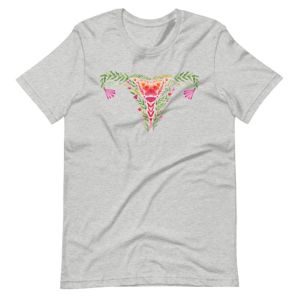 Uterus Watercolor Flowers -- Unisex T-Shirt