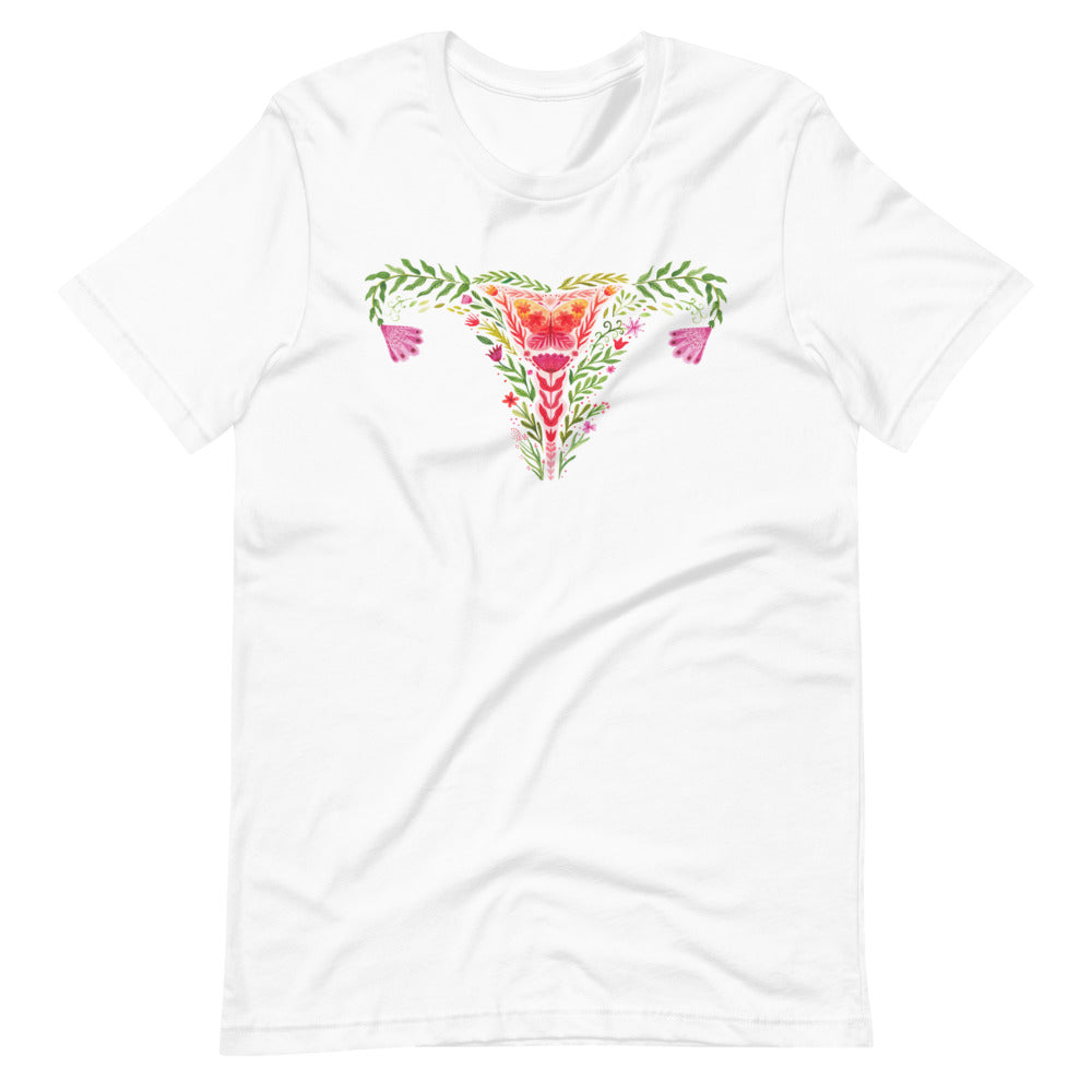 Uterus Watercolor Flowers -- Unisex T-Shirt