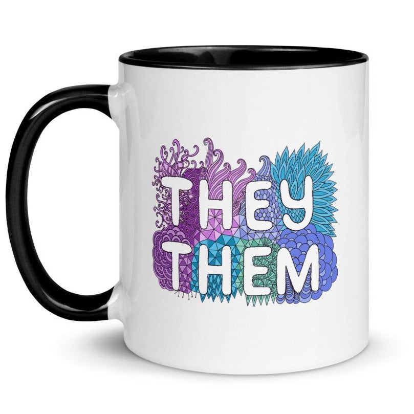 They/Them Pronouns Pastel Doodles -- Mug