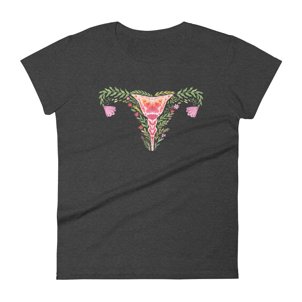 Uterus Watercolor Flowers -- Women's T-Shirt
